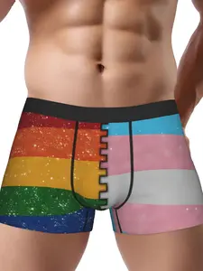 Men'S Rainbow Pride Boxer Briefs - Vibrant Gradient Design with Sparkles, Underwear, Boxer Shorts