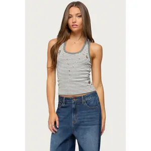 Sindy Grommet & Stud Striped Tank Top
