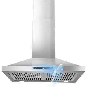 24 Inch Range Hood 450CFM Ultra Quiet Kitchen Exhaust Fan with Gesture Sensor and LED Lights Stainless Steel Ducted or Ductless Convertible Wall Mount Range Hood for Stove Top ZMS-1760TS
