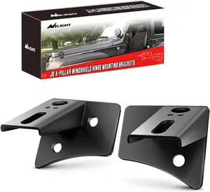 Nilight - 90026B 2PCS Jeep JK A-Pillar Windshield Hinge Mounting Brackets for Offroad LED Fog Light Halogen Work Light for 2007-2017 Jeep Wrangler JK,2 years Warranty,Black