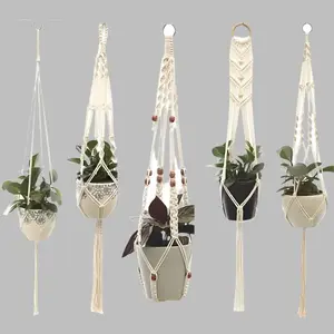 100% Handmade Macrame Plant Hanger Flowerpot Baskets Hanging Net Cotton for Home Wall Decoration Vertical Garden Tools D3