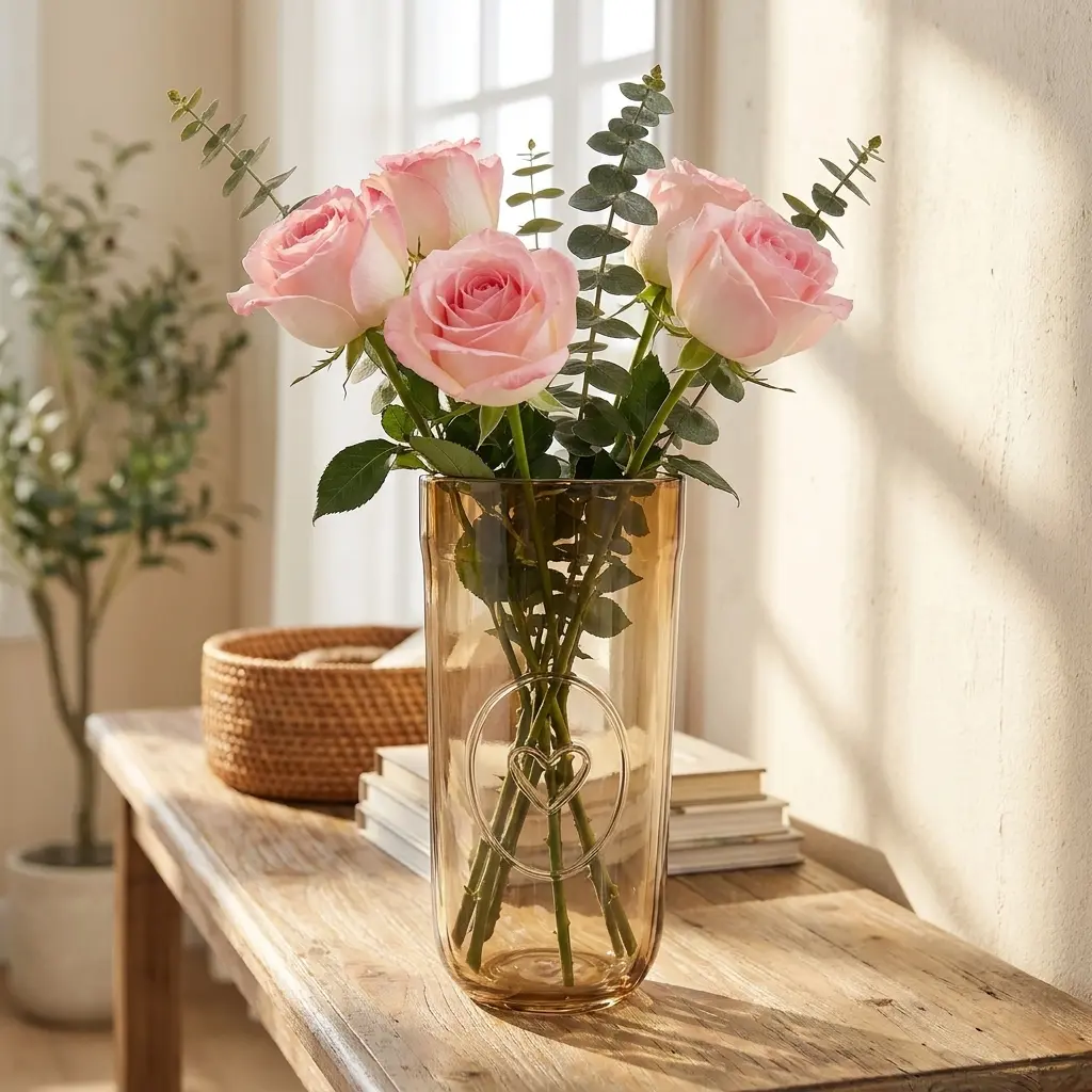 Clear Vintage-Style Heart-Shaped Glass Vase for Home Decor, Home Supplies Vase & Fillers Accessory sohochic