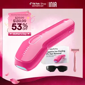 INIA HAUTE Pro Sapphire Ice-Cooling IPL Hair Removal Device – Painless, FDA Cleared, Full Body & Bikini Use, Long-Lasting Results for Women & Men, 2-Year Warranty – Stay Cool & Smooth