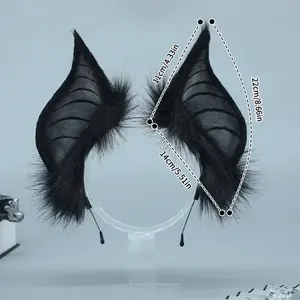 Polyester Bat Design Ear Headband - 1 Count Funky Unique Party Event Props for Women, Festive Hair Accessory for Cosplay, Twilight Masquerade Masks