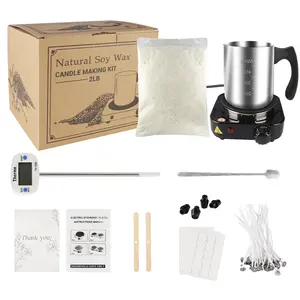 Candle-making kit supplies, candle-making candle wax - DIY candle-making supplies, with wax melting apparatus, for candle-making, adult, beginner DIY art and handicraft kits, including 2-pound soy wax sheets, candle wick, furnace, etc