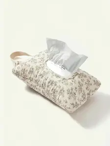 1Pc Hanging Floral Wet Wipes Bag - Beige All Over PrintTextured Pattern Lightweight Portable Tissue & DiaperOrganizer for Strollers Travel Friendly Storage Pouch for DailyUse Versatile Storage Bag