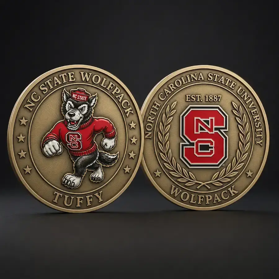 NC State Wolfpack challenge coin North Carolina State University Tuffy Est 1887 Wolfpack college football fan collectible coin gear