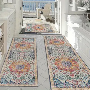 Kitchen Mat Set 2pcs/3pcs, Bohemian Long Rug, Spring Home Kitchen Pad, Soft Carpet for Kitchen Living Room, Boho Area Rugs, Durable and Fashionable Entrance Door Mat, Home Decor Rugs, Kitchen Floor Mat, Bohemian Style Rugs