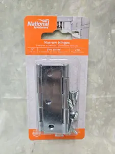 National Hardware 2PK 3 in W Narrow Hinge, Steel, Zinc, Removable, Loose Pin (N142-034)