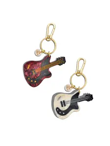 Hand-painted Electric Guitar Bag Charm + Keychain | Eco-Friendly