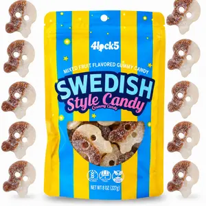 Swedish Style Gummy Candy 0.5 lb – Lemon Cola Flavor Skull Shaped Scandinavian Gummies, Sweet & Sour Chewy Candy in Sealed Bag for Home, Office, Outdoor Snacks & Candy Gifts