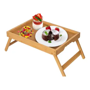 Bed Tray Table with Folding Legs,Bamboo Breakfast in Bed for TV Table, Laptop Computer Tray,Eating,Snack Tray(Bamboo)