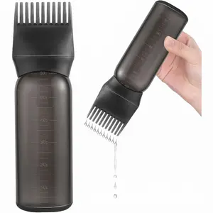 Root Comb Applicator Bottle - Hair Dye & Oil Applicator with Graduated Scale, Black Lightweight Salon Haircare Tool Hair Curling Tool Hair Braiding Tool