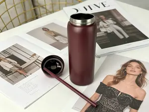 Black cherry Water bottle 32oz, 945ML, freesip,with straw,heatpreservation time more than 24 hould,exquisite workmanship, suitable for camping, work,indoor and Outdoor use. Tumbler Bottled Beverage Drinkware Insulation Flasks Steel Stainless