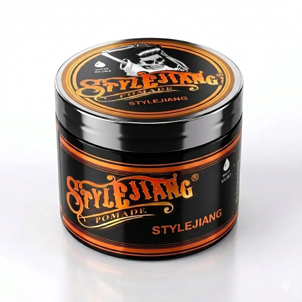 Men's 4oz Strong Hold Water-Soluble Silicone-Free Based Pomade, Fresh Scent Haircare Product - Anti-Frizz Mousse & Gel for Shiny Natural Curls, Curl Help, Wet Look Shine, Thick Curly Textured Slick Back Hairstyles