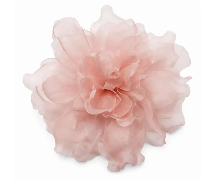 M&S Schmalberg 4.5" Light Blush Pink Flower Gardenia Flower Silk Organza Millinery Fabric Flower Brooch Pin
