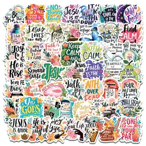 50 Bible stickers with creative positive energy text, short inspirational English sentences, and planner stickers