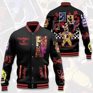 FNAF Horror Gaming Varsity Jacket Animatronic Style, Creepy Fan Apparel, Streetwear Gift Idea