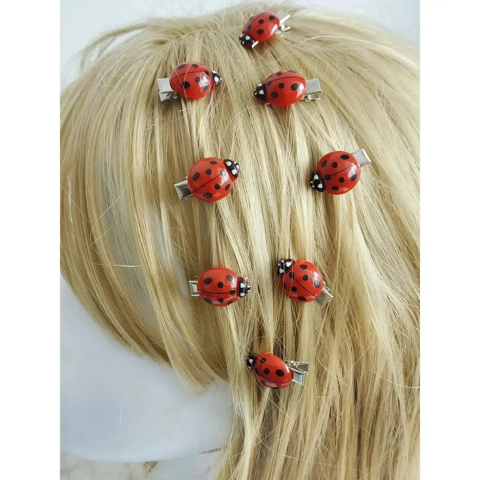 10Pcs Cute Mini Ladybug Hair Clips Non-Slip Animal Hair Pins Lovely Hair Accessories For Kids Girls Back To School Daily Outfit Party Hairstyle Photoshoot Holiday Gift