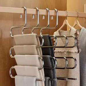 S Shaped Hanger, 4 Count Multifunctional Anti-slip Hanger, Durable Clothes Hanger, Home Organizer for Clothes, Towel, Belt, Trousers