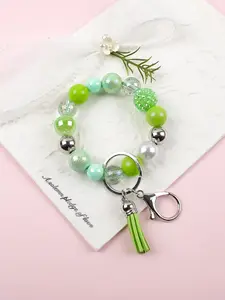 Colorful Heart Keychain Pearl Beaded Key Ring Bag Charm Car Accessory Perfect Gift for Friends Holiday Gifts All Seasons Acrylic Beads