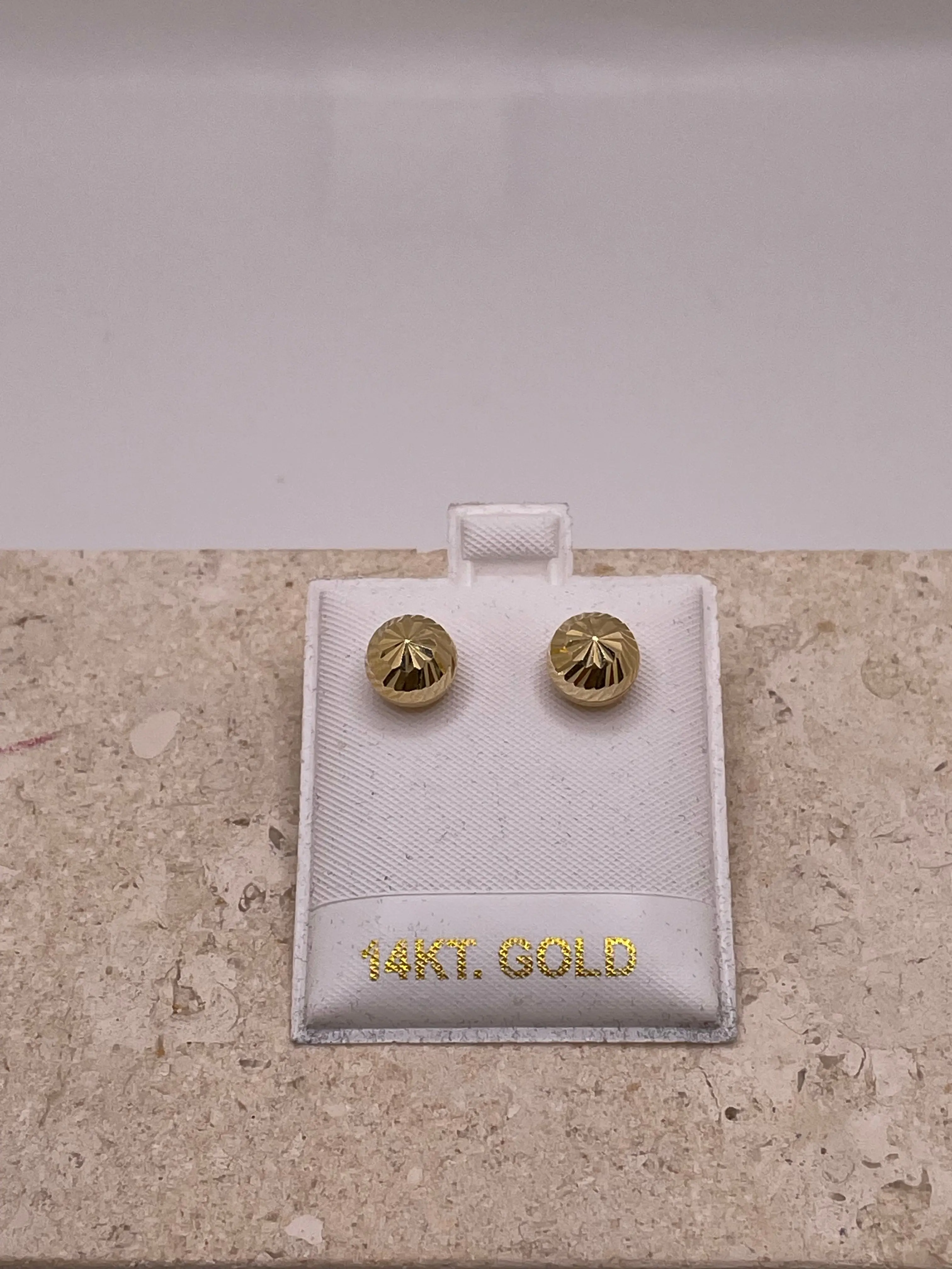 14k gold 3d diamond-cut ball earrings with butterfly push-back