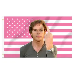 3x5 Ft Dexter Morgan Pink Decorative Flag Fan Art Double Stitched with Brass Grommets Wall Decor Tapestry for Bedroom Dorm Room Gift