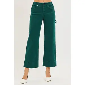 RISEN Tummy Control High Rise Crop Wide No Waist Band Pants