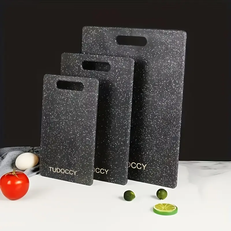 3pcs/SET Kitchen Chopping Board, Two -color Large, Medium, Small -sized 3 -piece Set Of Cutting Board, Excluding BPA Cutting Board, Plastic Cutting Board With Easy Shaking Handle, Non -porous Meat Cutting Board
