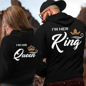 Fast selling couple sportswear hooded print king queen casual styleRAIMENTRY