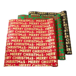 Christmas Wrapping Paper Set, Gold Foil Design, Festive Snowflake Tree Pattern, 3 Rolls, 17x120 Inches