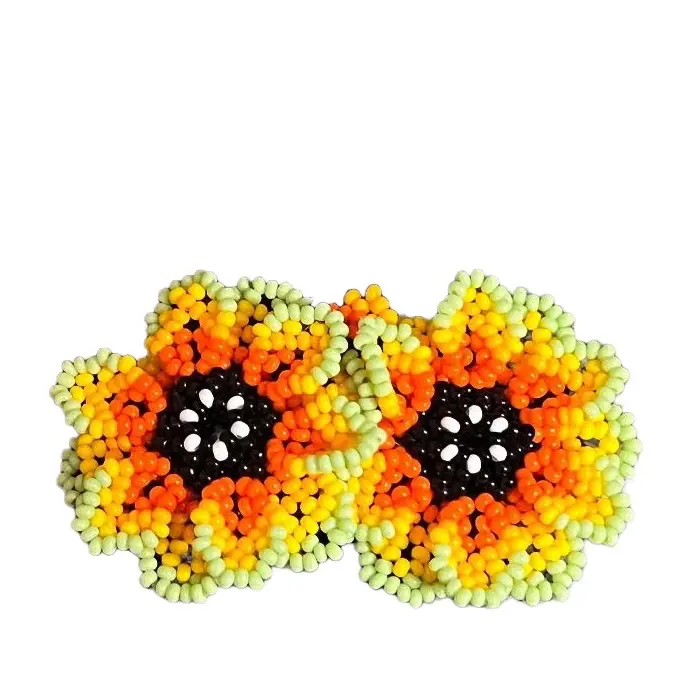 Beaded hair clips hand made in Mexico - 1 par (2) de broches de cabello hecho a mano - artesanía mexicana broche girasol normal broche para cabello hand made hecho a mano chaquira beaded hair clip