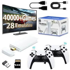 Portable Retro Emulator Game Stick, Ultra HD Plug & Play TV Game Console with 40000+ Vintage Classic Games, Two Wireless Game Controllers, Perfect Nostalgic Gift for Gamers of All Ages