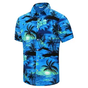 JUNBAOSS Hawaiian Shirt for Men, Unisex Summer Beach Casual Short Sleeves Button Down Shirts, Regular Fit Fashion Comfy Flower Printed Blouse Vacation Clothing, Classic Soft Floral Menswear Polyester Stylish Hawaiian Tropical Tops, Outfits for Daily Wear