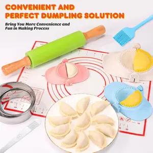 7-piece portable, lightweight, fun interactive food safety advanced PP plastic dumpling making tool set, ergonomic dumpling mold and circular cutting machine, smooth and burr free edges, compact stackable design and one click operation