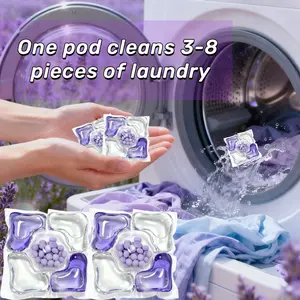 Multi-Action Laundry Pods, Lavender Long-Lasting Fragrance, Lavender Scent, Concentrated Cleaning, Stain and Odor Removal, Fabric Softening and Color Care, Fast Dissolving No Residue, HE Compatible Household Laundry Detergent Capsules