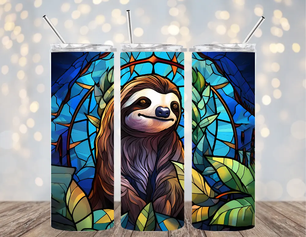 20 OZ SLOTH DESIGNS 6 OPTIONS INSULATED SKINNY TUMBLER W/ STRAW