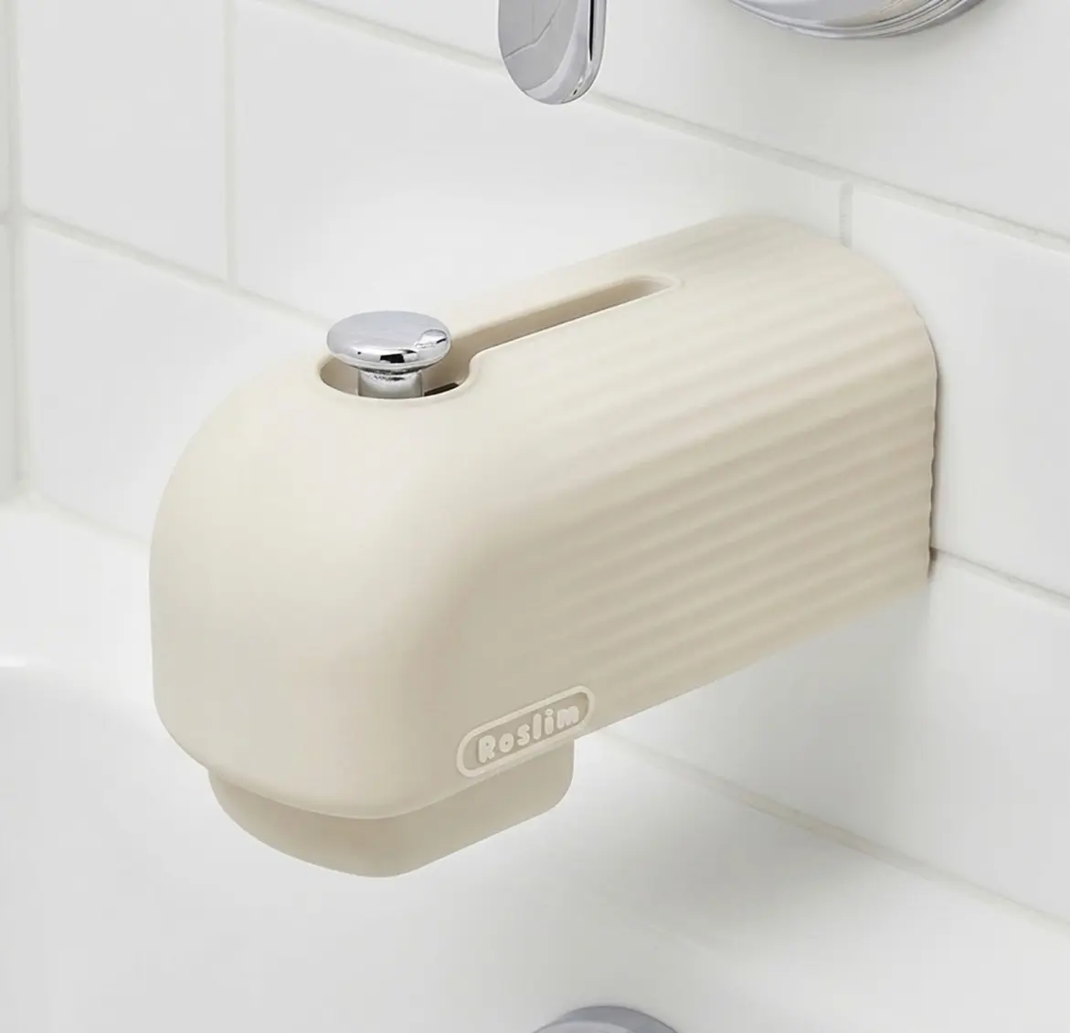 Roslim Faucet Cover Bathtub for Baby, Silicone Tub Spout Cover, Faucet Protector for Kids, Bath Spout Guard for Baby, Toddler Faucet Cover, Water Spout Cover for Child Safety, Universal Fit, Ivory
