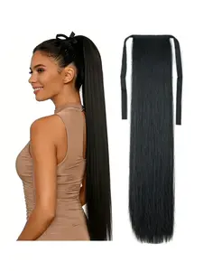 24 Inch Synthetic Hair Ponytail Wig Band Style Long Straight High Ponytail Natural Realistic Multi-Color Bundled Hair Extensions