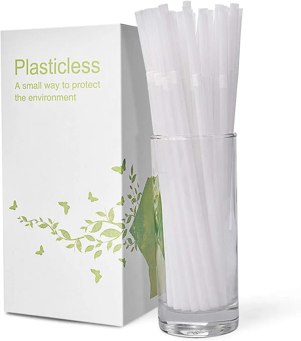 200 Count 8.25" Eco-friendly Bendable Compostable PLA Straws -Plasticless Biodegradable Flexible Drinking Straws