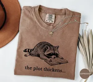 Comfort Colors Bookish Raccoon Shirt, Reading T-Shirt, Fantasy Book Lover Gift, Mystery Thriller Reader Shirt, Funny Trash Panda Book Nerd