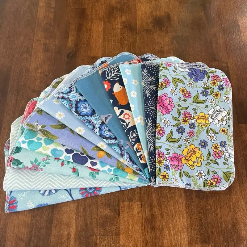 Blue Variety Pack - Eco-Friendly Reusable Kitchen Paper Towel Replacement Cotton Flannel Household Items