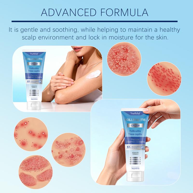 TrueRelief Effective Folliculitis Treatment Cream for Scalp Face & Body 120g Organic Soothing Haircare with Organic Ingredients