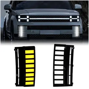 LED Front Bumper Fog Lights Amber Sequential Turn Signals for Hyundai Santa Fe 2024-2025 DRL Daytime Running Lights 2-Piece Replacement Kit Air Intake Trim Accessories