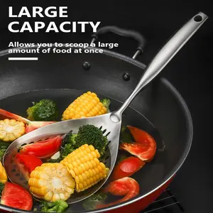 Skimmer Slotted Spoon, 304 Stainless Steel Skimmer Ladle Spoon Spider Strainer for Cooking and Frying, Pasta Strainer Spoon Frying Kitchen Cooking Colander