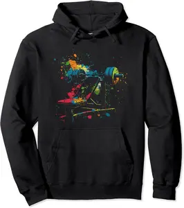 Weight Bench Gym Splash Art Fitness Weight Lifting Workout Pullover Hoodie - Latellestcha Shop 21B0BXBFMTVY