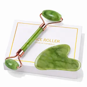 Jade Roller & Gua Sha Set for Face, Cooling & Firming Effect, Sculpting Tool for Jawline & Skin Care, Self-Care Gift for Women & Men
