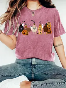 Cute Halloween Chicken Shirt, Perfect Gift for Chicken Lovers, Vintage Style Summer Casual Top, Comfortable Breathable Fabric S-Xxl Womenswear