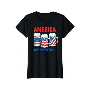 180gAmerica Brewtiful USA 4th July Beer Graphic T Shirt