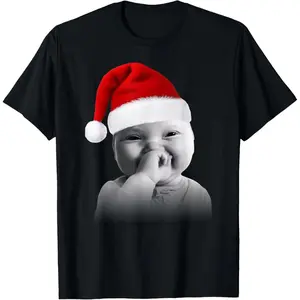 100% Cotton Funny Niche Baby gen z Meme Giggling AI Laughing Christmas T-Shirt